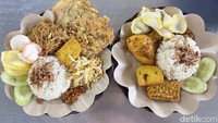 Begini tampilan paket nasi uduk dari Uduk Koci. Disajikan sederhana menggunakan piring plastik beralaskan kertas cokelat. Foto: Detikcom / Atiqa Rana