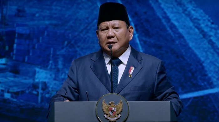 Prabowo Subianto saat menjadi keynote speech ICI 2025 di JCC, Senayan, Jakarta, Kamis (12/6/2025).