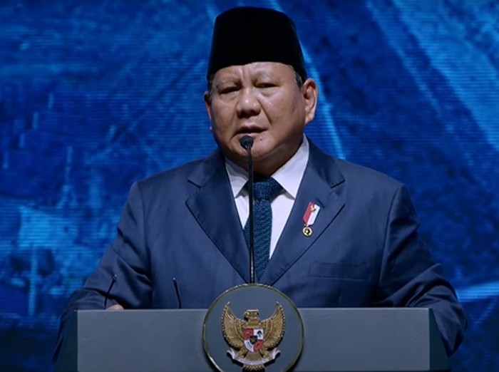 Prabowo Subianto saat menjadi keynote speech ICI 2025 di JCC, Senayan, Jakarta, Kamis (12/6/2025).