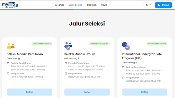 Jalur Seleksi Masuk ITS