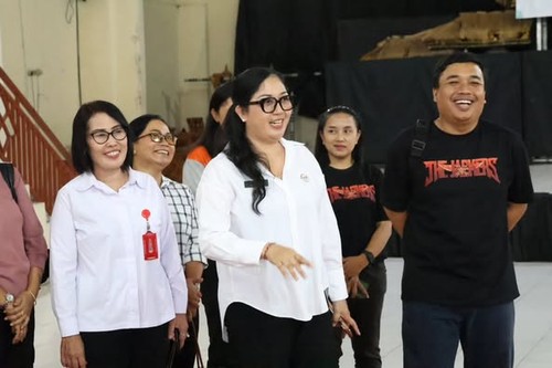 Ketua TP PKK Tabanan Tinjau Latihan Senam Nangun Sat Kerthi Loka Bali