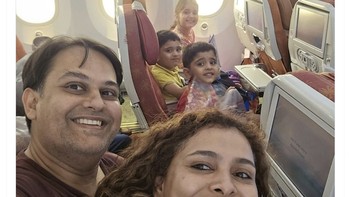 Namun selain Kumar, tidak ada penumpang lain selamat, termasuk keluarga ini yang selfie sebelum kecelakaan tragis terjadi. Foto: X.com