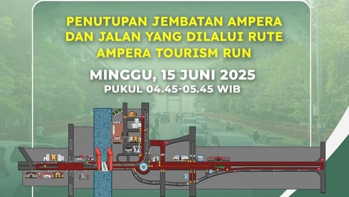 Informasi penutupan Jembatan Ampera saat kegiatan Ampera Tourism Run