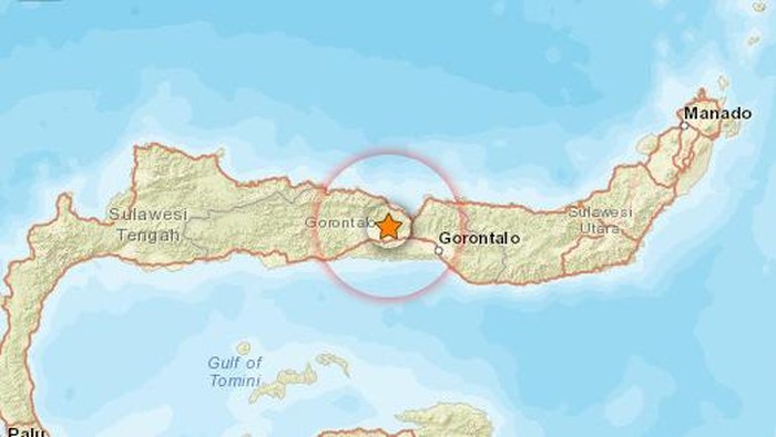 Gempa terjadi di Gorontalo Utara.