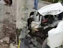 Mobil Diduga Travel Gelap Tabrak Tiang Listrik di Sukabumi, 6 Orang Luka