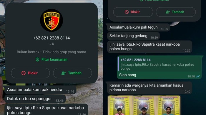 Penipuan catut nama Kasat Narkoba Polres Bungo