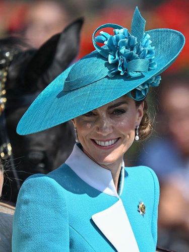 Rasid Necati Aslim/Anadolu via Getty Images LONDON, UNITED KINGDOM - JUNE 14: Catherine, Princess of Wales, attends the Trooping the Colour 2025 parade in London, United Kingdom, on June 14, 2025. The ceremonial event marks the official birthday of the British Monarch, featuring more than 1,400 soldiers, 200 horses, and over 400 musicians from ten bands and Corps of Drums. (Photo by Rasid Necati Aslim/Anadolu via Getty Images)