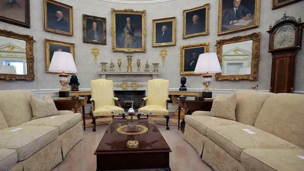 Ruang Oval kantor Presiden Donald Trump/Chip Somodevilla/Getty Image via New York Magazine Ruang Oval kantor Presiden Donald Trump