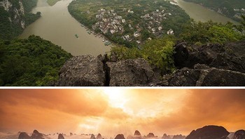 Gradien langit jingga bertahap dan penyesuaian warna dilakukan di Adobe Camera Raw. Sinar matahari dibuat di Photoshop, dengan tambahan cahaya. Foto: Peter Stewart via Boredpanda