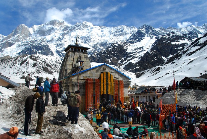 KEDARNATH, INDIA - APRIL 24: Hindu devotees waiting for their turn outside Kedarnath shrine on April 24, 2015 at Kedarnath, India. The doors of Gangotri and Yamunotri shrine were thrown open to pilgrims on April 21, while the doors of Badrinath Temple, the other shrine of the Char Dham Yatra, would be opened on April 26. (Photo by Vinay Santosh Kumar/Hindustan Times via Getty Images)