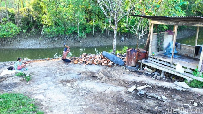 Lokasi yang diduga untuk bongkar muat kayu ilegal di Tarakan.