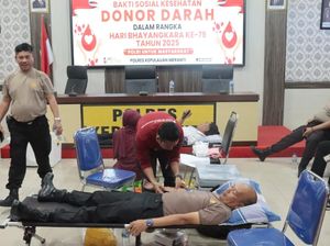 Polres Meranti Donor 45 Kantong Darah ke PMI di HUT Bhayangkara ke-79