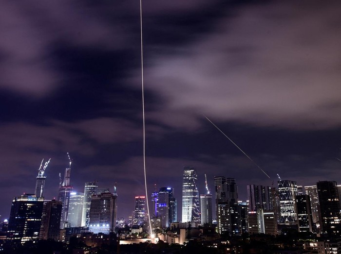 Missiles launched from Iran are intercepted as seen from Tel Aviv, Israel, June 15, 2025. REUTERS/Tomer Neuberg     TPX IMAGES OF THE DAY