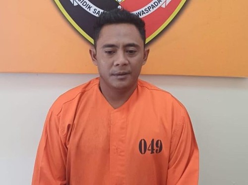 Tersangka HRM, buruh proyek yang mencuri sepeda motor dan uang tunai sesama buruh di Banjar Dinas Babakan, Desa Selemadeg, Kecamatan Selemadeg. (Polsek Selemadeg)