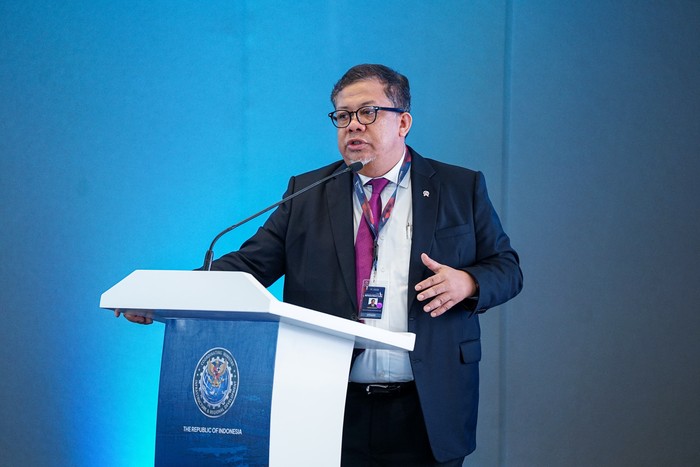 Wakil Menteri Perumahan dan Kawasan Permukiman (PKP), Fahri Hamzah saat Diskusi Tematik yang digelar dalam rangka International Conference on Infrastructure (ICI) 2025 di Jakarta, Rabu (12/6/2025).