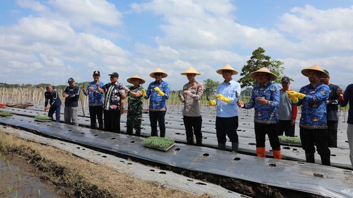 Penyerahan bantuan alat pertanian dari Forkopimda Kota Malang.