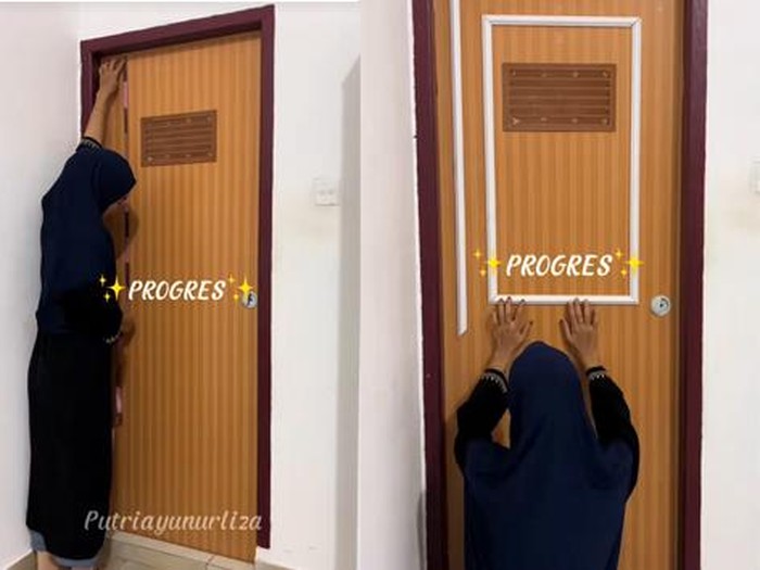 Pintu Kamar Berbahan PVC Beredar video viral di media sosial, wanita ini perbarui pintu kamar yang terbuat dari bahan PVC menjadi lebih estetis.