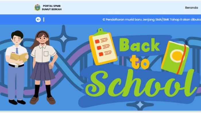 Tangkapan layar portal resmi SPMB 2025 di Sumut. (Dok. Istimewa)