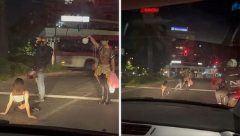 Tiga orang influencer yang tidak terkendali menyebabkan kekacauan di jalan pada malam hari demi mendapatkan pemandangan, memegang benda-benda, dan memblokir lalu lintas secara berbahaya. Foto: Boredpanda