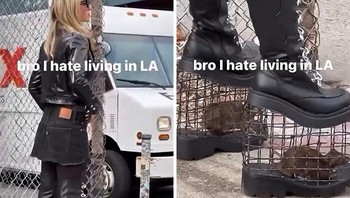 Influencer berdiri di dekat pagar dan menginjak perangkap tikus, menunjukkan tindakan tidak berperasan untuk dilihat dan ketenaran media sosial. Foto: Boredpanda