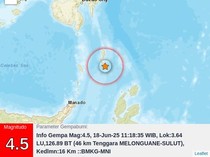Gempa Bumi M 4,5 Guncang Melonguane Kepulauan Talaud