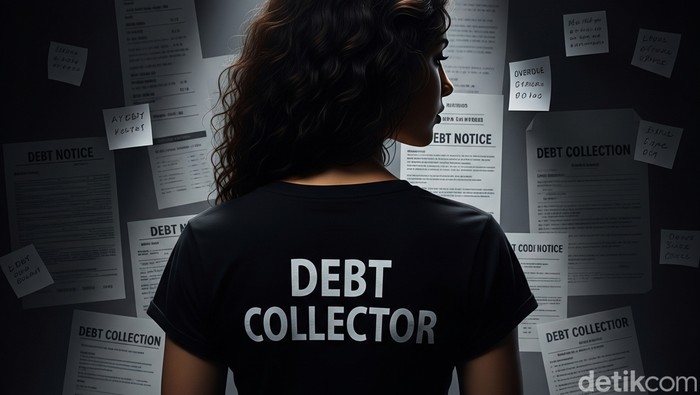 Ilustrasi ibu tunggal yang bekerja sebagai debt collector