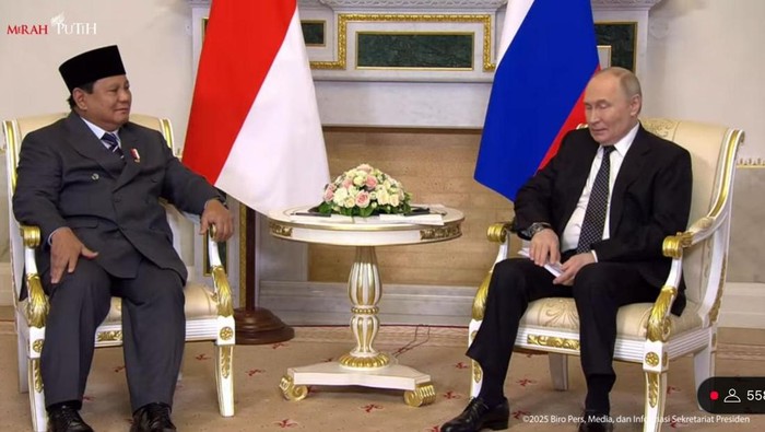 Presiden Prabowo dan Presiden Putin.