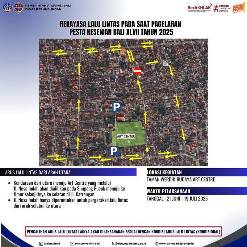 Rekayasa lalin saat PKB 2025. (Dishub Denpasar)