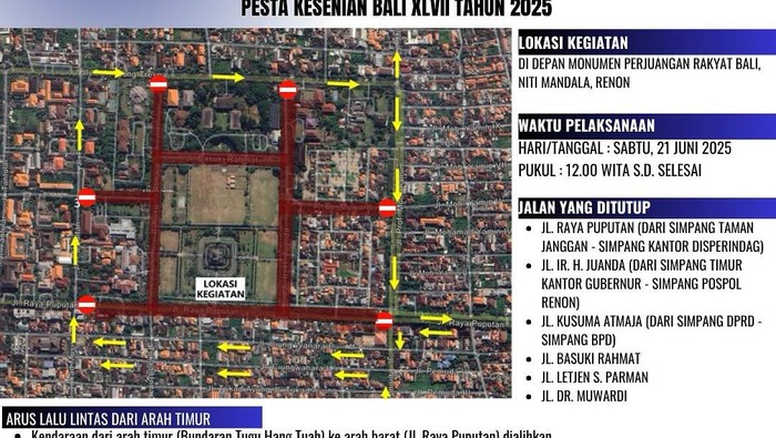 Rekayasa lalin saat PKB 2025. (Dishub Denpasar)