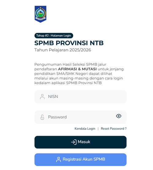 SPMB SMA/SMK 2025 NTB. (IST)