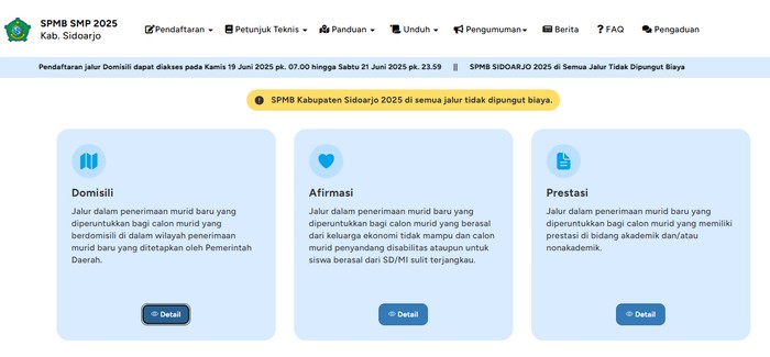 SPMB SMP Sidoarjo 2025 Jalur Domisili.