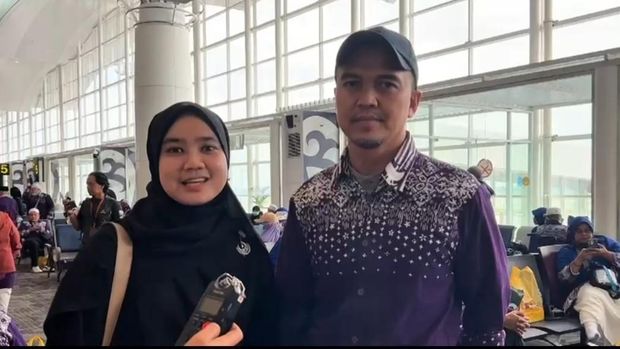 Tahani dan Fahrurozi, jemaah asal kloter JKS 12 (depok) yang pesawatnya sempat dapat teror bom.