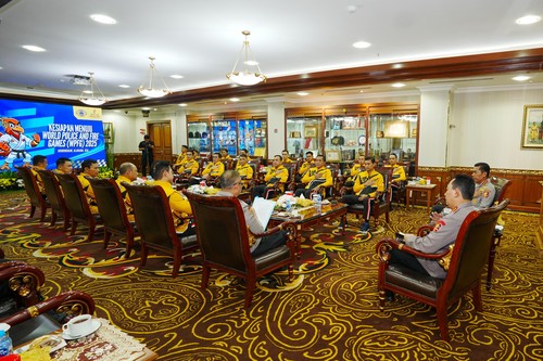 Silaturahmi kontingen Polri yang akan mengikuti Kejuaraan Polisi Dunia dalam World Police and Fire Games (WPFG) 2025 dengan Kapolri Jenderal Listyo Sigit Prabowo, Jumat (20/6/2025). (Dok. Polda Bali)