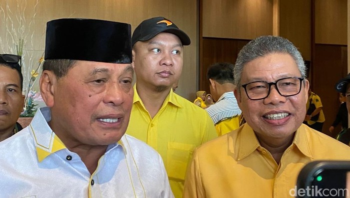 Kader senior Golkar Nurdin Halid (NH) dan Ketua DPD I Golkar Sulsel Taufan Pawe.