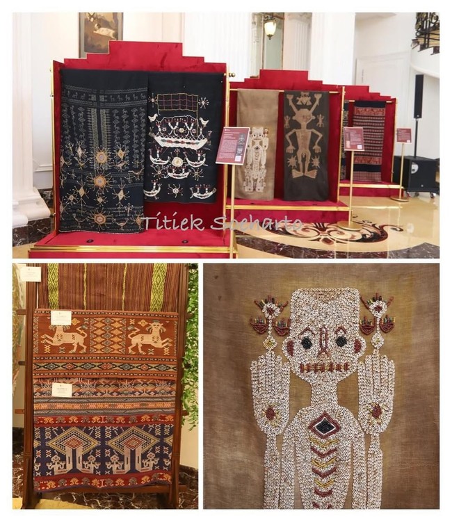 Sejumlah kain tenun dari beberapa daerah di NTT turut dipamerkan. Para tamu juga dapat menikmati hidangan dari NTT. (Foto: Instagram/@titieksoeharto)