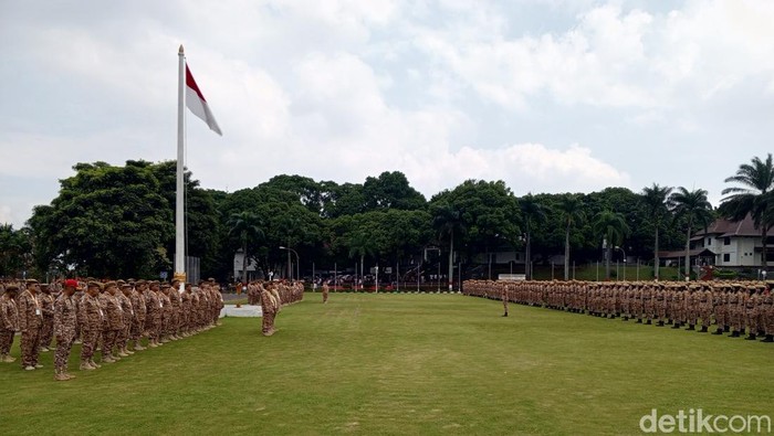 Apel penyambutan peserta retret gelombang kedua di Kampus IPDN, Jatinangor, Sumedang