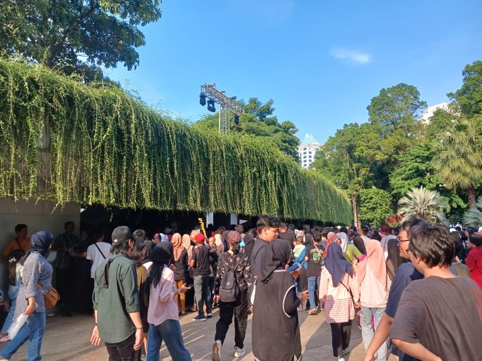 Suasana di Lapangan Banteng jelang malam puncak HUT ke-498 Jakarta.