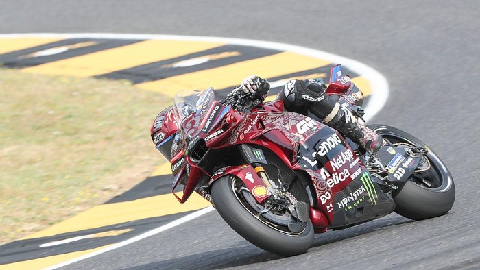 SCARPERIA, ITALY - JUNE 22: Marc Marquez of Spain riding the Lenovo Ducati (93) in warm up during the MotoGP of Italy race at Mugello Circuit on June 22, 2025 in Scarperia, Italy. (Photo by Gold & Goose Photography/Getty Images)