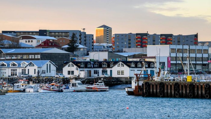 12 Negara Paling Aman di Dunia Jika Terjadi Perang Nuklir A panoramic view of a port area near downtown Reykjavik, Iceland, on November 23, 2024. (Photo by Jorge Mantilla/NurPhoto via Getty Images)