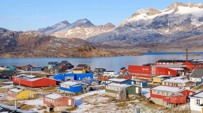Town Tasiilaq (formerly called Ammassalik). the biggest town in East Greenland. America. Greenland.Tasiilaq. danish territory. (Photo by: Martin Zwick/REDA/Universal Images Group via Getty Images)