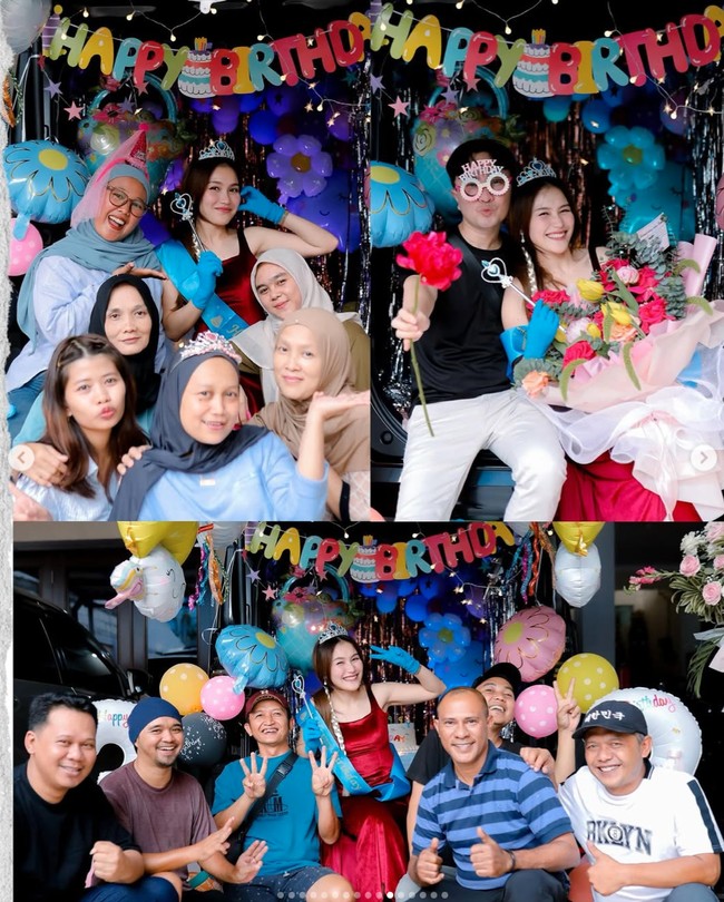 Tak hanya keluarga, orang-orang terdekat Ayu juga turut hadir memeriahkan acara kejutan ulang tahunnya. Foto: Instagram/@ayutingting92