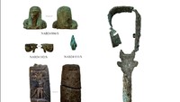 Penemuan artefak langka termasuk patung ushabti hijau dari Dinasti ke-26 dan prasasti batu yang menggambarkan dewa-dewa Horus dan Bes, mencerminkan kehidupan keagamaan dan rumah tangga. Foto: Kementerian Pariwisata dan Kepurbakalaan Mesir