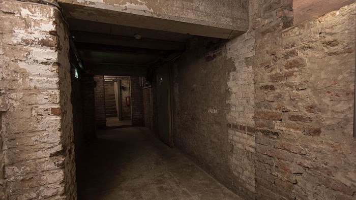 Lower basement and bomb shelter of the EL-DE building, regional HQ of the Gestapo from 1935 to 1945, in Cologne, Germany, 18 September 2014, where thousands were detained and tortured, and some 400 prisoners were executed. Some 1,800 inscriptions and drawings done by prisoners have survived on the cell walls. The former Gestapo prison and the prisoners' cell wall scribblings, are perhaps the most immediate and powerful reminders of the Nazi horrors linked to the EL-DE building. (Photo by Horacio Villalobos/Corbis via Getty Images)