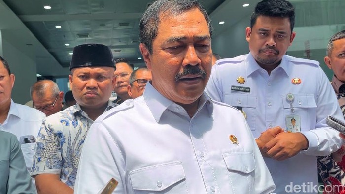 Menteri Imigrasi dan Pemasyarakatan (Imipas) Agus Andrianto saat diwawancarai di USU.