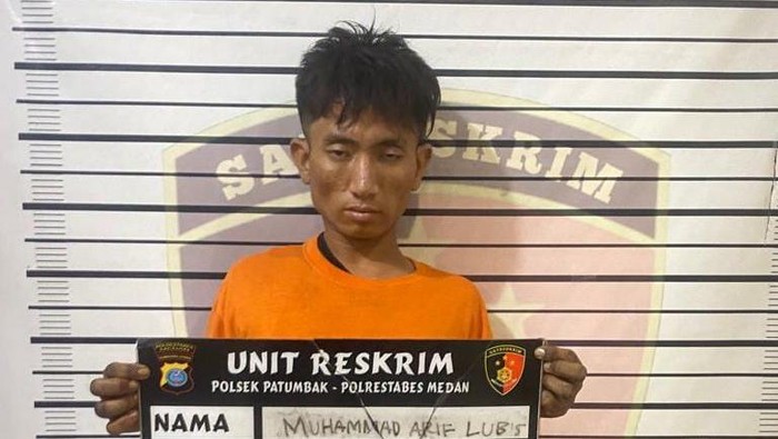 Pelaku M Arif Lubis saat diamankan petugas kepolisian. (Dok. Polsek Patumbak)