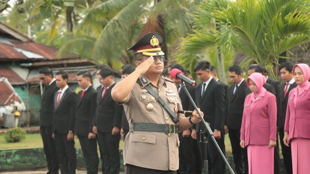 Polres Kepulauan Meranti menggelar HUT Bhayangkara dengan suasana Wicak.