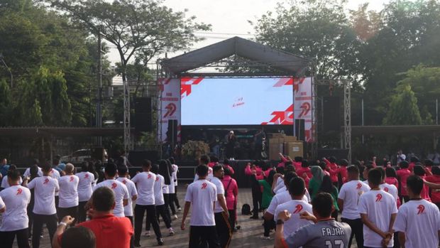 Polres Pasuruan bersama Forkopimda melakukan olahraga bersama untuk memperkuat sinergi.