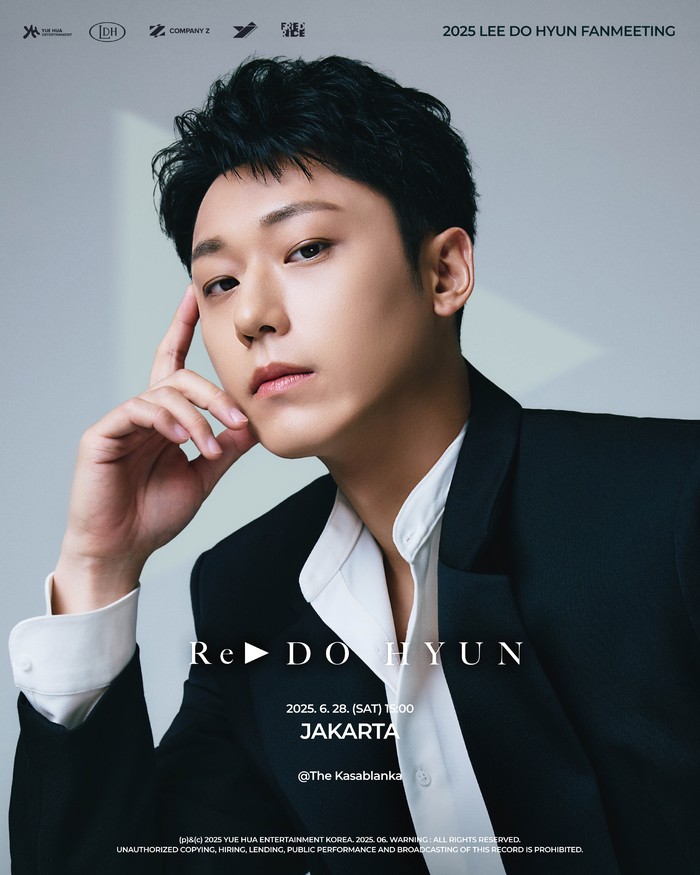 Poster dan informasi lengkap acara 2025 Lee Do Hyun Fanmeeting [Re ▶ DO HYUN] in Jakarta. Fanmeeting aktor Korea Selatan ini digelar Sabtu (18/6/2025) di The Kasablanka, Jakarta Selatan.