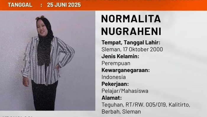Orang hilang di Sleman, Rabu (25/6/2025).