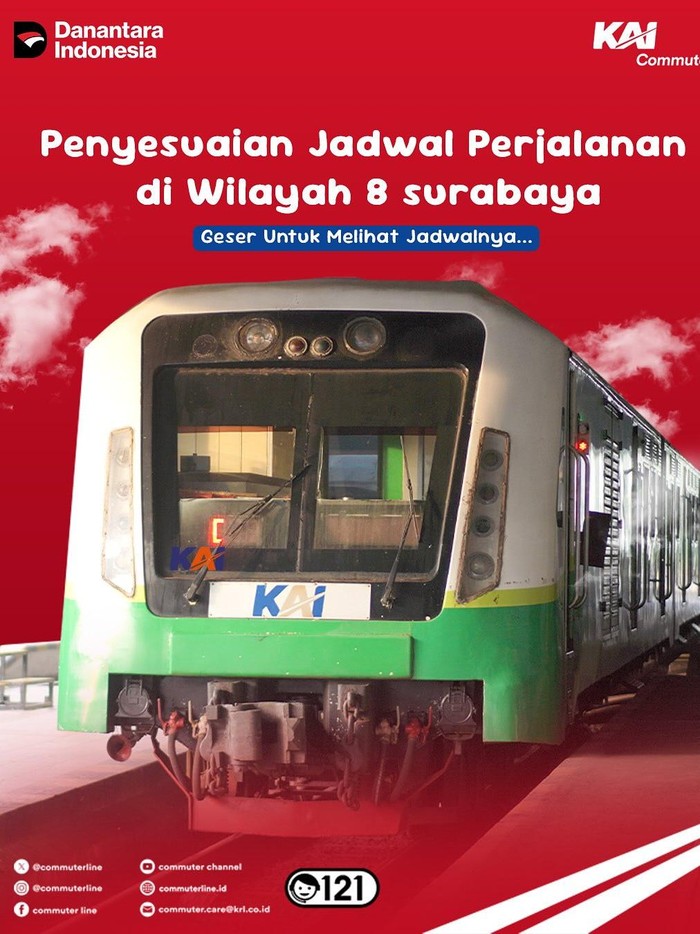 Penyesuaian Jadwal Perjalanan Commuter Line di Wilayah 8 Surabaya